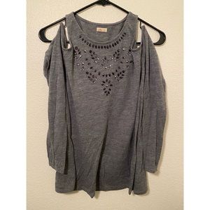 Grey Hollister Cold Shoulder Blouse